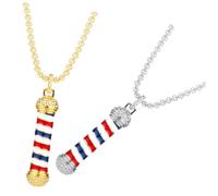 BESPORTBLE 2 pièces Collier Pendentif Barbershop Lumineux Rotatif pour Femmes et Confortable Accessoire de Mode pour et Fêtes Lot de Or et