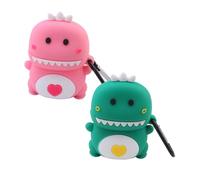 BESPORTBLE 2 pièces Coque Protection Silicone avec Mousqueton Étui Léger et Confortable Compatible pour Écouteurs sans Fil Lot de Dinosaure 2pcs/Ensemble 0518+0519