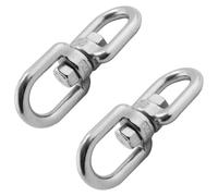 BESPORTBLE 2 Pièces Crochet Pivotant Inox M4 4mm à Double Œil, Rotation | Argenté, Double Clip et Double Pivot, pour Plantes Suspendues, Lanyards Paracorde, Usage Porche