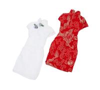 BESPORTBLE 2 Pièces Doll Cheongsam Set Soft Reusable Decorative Chinese Style Dresses for Dolls Lovely Handmade Costume for Pretend Play and Collecting