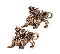 BESPORTBLE 2 Pièces Feng Shui Kylin Statue en Laiton Pi Yao Figurine Attirer La Richesse Bonne Chance Prospérité Bureau Ornement Doré Feng Shui Licorne Décor Bénédiction Kylin Décor À La