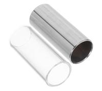 BESPORTBLE 2 Pièces Glissières pour Guitare Verre et Acier Inoxydable Medium Bottleneck Slide pour Guitare et Basse Pack de Transparent et Argenté Sustain et Intonation Précise
