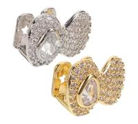 BESPORTBLE 2 Pièces Hip Hop Mouth Grills With Zircon Inlay Removable Tooth Caps For Men Women Comfortable Fit And Fade-resistant