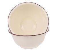 BESPORTBLE 2 pièces Lot de Bols Émail Vintage Multifonctions Bol de Cuisine Rétro pour Soupe Pâtes Mélange Grand Profond Blanc Cassé sans Couvercle Facile à Nettoyer et Polyvalent