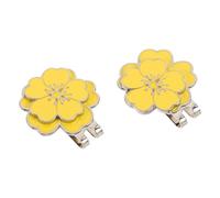 BESPORTBLE 2 Pièces Marqueur de Golf Sakura Jaune Clip pour Chapeau, Fleur | Alliage de Zinc Poli, Structure Détachable et Interchangeable, pour Casquettes et Visières, Usage Extérieur