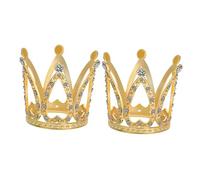 BESPORTBLE 2 pièces Mini Couronnes Décoratives Alliage Doré avec Strass Lot de Mini Décorations de Gâteau Accessoires de Fête et Photoprops pour Anniversaire et Communion