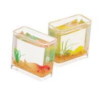 BESPORTBLE 2 Pièces Miniature Fish Tank Resin Dollhouse Square Goldfish Bowl Desktop Betta Fish Ornament