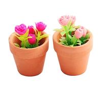 BESPORTBLE 2 Pièces Miniature Rose Potted Plant Set Décor pour Maison de Poupée Accessoires Créatifs pour Décoration Intérieur
