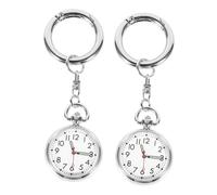 BESPORTBLE 2 Pièces Montre à Infirmière Argentée avec Porte-clés Montre Lumineuse pour Personnel et Étudiants Facile à Lire de Nuit pour Blouse et Tenue Professionnelle