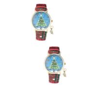 BESPORTBLE 2 Pièces Montre Quartz avec Pendentif Bracelet PU Confortable Design Arbre de Montre Décontractée et Chic pour Saisonniers