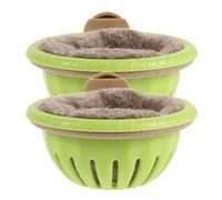 BESPORTBLE 2 Pièces Nid de Reproduction pour Pinsons, Nid D’élevage pour Canaris, Plastique Vert, avec Support et Doublure en Coton, Isolation, pour Cage à Oiseaux, Printemps et Automne