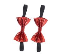 BESPORTBLE 2 Pièces nœud faire la fête cérémonie satin métallique Hommes soi Bourgogne garçon arcs de paillettes arc de cheveux d'anniversaire cravates à paillettes en tissu rouge