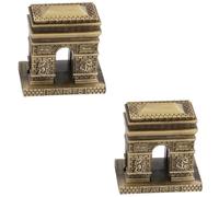 BESPORTBLE 2 Pièces Ornement Rétro Monument en Alliage de Zinc 6,3 CM | Décor Miniature Couleur Café, Style Créatif, Pièce Robuste pour Intérieur, Fête et Étagère