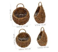 BESPORTBLE 2 Pièces Panier Mural Rotin Naturel pour Plantes Jardinière Suspendue Décorative Panier à Fleurs Tressé pour Intérieur et Extérieur Contenant pour Pots Muraux