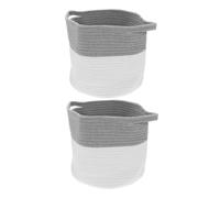 BESPORTBLE 2 Pièces Panier Tissé Corde de Coton Durable Panier avec Poignées Doubles Rangement Compact pour Linge et Divers Organisateur Multifonction Élégant pour Bureau et Chambre Lot de