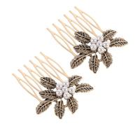 BESPORTBLE 2 Pièces peigne à cheveux feuille peignes latéraux pour cheveux mariée mariage peignes latéraux pour cheveux de mariage épingles à cheveux de mariée Alliage de zinc Coffee