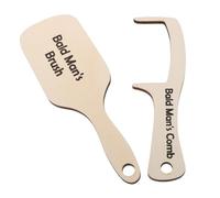 BESPORTBLE 2 Pièces Peigne et Brosse Bois pour Hommes Chauves Sans Dents Doux pour Drôle Saint Valentin Lot pour Cheveux Clairsemés et Calvitie