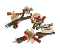BESPORTBLE 2 Pièces Perchoir Bois Naturel Double Branche pour Perroquet Support Multifonction pour Cage et Extérieur à Mâcher et Station Équilibre pour Conure Perruches et Calopsittes