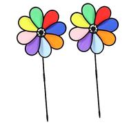 BESPORTBLE 2 Pièces Petite Girouette Moulin à Vent Éolienne Solaire Lampes Solaires Extérieures Décoratives Turbine Moulinet Arc-en-Ciel Lumineuse Fileuses Tournant Plastique