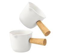 BESPORTBLE 2 pièces Pichet à Lait Porcelaine Blanche Mini Pot Crémier Multifonction pour Café Sirop et Sauce Petit Pichet Mousseur Portable pour Espresso et Latte