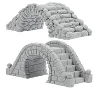BESPORTBLE 2 Pièces Pont Miniature à Arche Réaliste en Pierre | Décoration Multi-usage, Aspect Créatif et Vivant, pour Intérieur, Pelouse Paysagée, Mini Paysage et Bassin