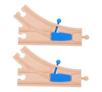 BESPORTBLE 2 Pièces Rail Bois Bleu pour Circuit Train Accessoire Intersection à Déviation Éducatif Compatible avec Grandes Marques Stimule Imagination et Motricité Garçon Fille