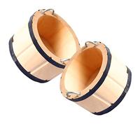 BESPORTBLE 2 Pièces Seau Bois Miniature de Seaux Rustiques Bois pour Garçon Fille Jouets de Jeu de Rôle Décoration de Maison de Poupée pour Miniatures et Éducation