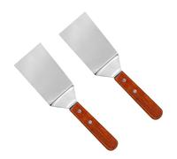 BESPORTBLE 2 pièces Spatules de Cuisine Acier Inoxydable et Bois Pelles à Pizza et Spatules à Steak Ergonomiques Durables pour Cuisson et Pâtisserie