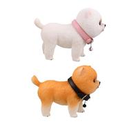 BESPORTBLE 2 Pièces Statue Chien Vinyl Réaliste Pomeranian Puppy Simulation Adorable Décor Maison Bureau Safe Material