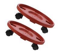 BESPORTBLE 2 pièces Support de Pot de Fleur à roulettes avec Plateau Rond Renforcé Plateaux Mobiles pour Plantes Chariot de Déplacement Intérieur et Extérieur Rouge