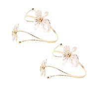BESPORTBLE 2 Pièces Wide Flower Arm Cuff Bracelets Adjustable Open Boho Bangle Jewelry For Women Minimalist Floral Design For Daily Wear Parties And Special Occasions