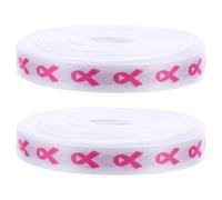 BESPORTBLE 2 Rouleaux Rouleaux de Rubans de Sensibilisation au Cancer du Sein 10mm X 9m, 2 Rouleaux, Blanc, Polyester, pour Travaux Manuels et Bouquet Wrapping