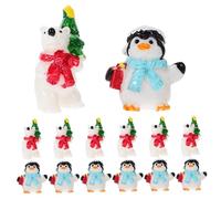 BESPORTBLE 20 Pièces Décorations De Noël Figurines Miniatures De Noël Chiffres Décorer Animaux Petit Scène Neige Résine