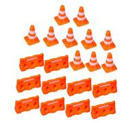 BESPORTBLE 20 pièces Jouets Éducatifs Miniatures Panneaux de Signalisation et Barricades Plastique pour Garçon Fille Cônes de Circulation Miniatures Orange pour Apprentissage Sécurité