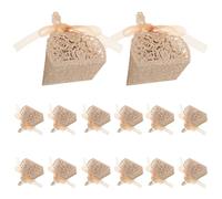 BESPORTBLE 25 Pièces Boîte à Dragées Mariage en Papier Or avec Ruban et | Design Ajouré, Présentation Soignée, pour Bonbons, Chocolats et Petits Souvenirs, Lot Présent Invités