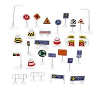 BESPORTBLE 28 Pièces Jeu de Panneaux de Circulation Miniatures Éducatif Résistant pour Garçon Fille Garçons Filles Apprentissage Sécurité Routière et Décoration de Fête