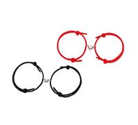 BESPORTBLE 2paires Bracelet Couple Corde Décoratif De Bracelets Amoureux Rouge Et Noir Parfait Pour Saint-valentin Et Spécial