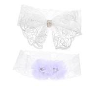BESPORTBLE 2pièces Bandeaux Blancs Avec Nœud Strass Pour Garçon Fille Fille Dentelle Douce Né Accessoires De Coiffure Pour Séances Photo