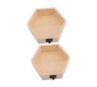BESPORTBLE 2pièces Boîte à Bijoux Bois Avec Couvercle Verre Boîte De Rangement Hexagonale Pour Fleurs Séchées Et Petits Accessoires