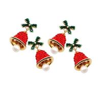 BESPORTBLE 2pièces Boucles Oreilles Nœud à Grelots Avec Cristaux Et Perles Boucles Oreilles Clochette Pour Noël Bijoux Pendants Fantaisie