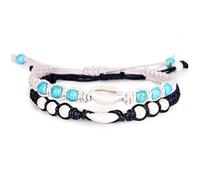 BESPORTBLE 2pièces Bracelet Tissé Fait Main Coquillages Élégant Noir Et Blanc Bijoux Femme Raffinés Pour Anniversaires Et Événements