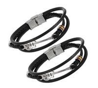 BESPORTBLE 2pièces Bracelets Punk Pour Hommes Style Biker Lot De Noir Ajustables Bijoux Gothiques Pour Fêtes Et Décontractés