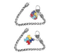 BESPORTBLE 2pièces Bracelets Puzzle Autisme Poignets Élégantes Forme Jigsaw Accessoires Sensibilisation Garçon Fille Et Cadeau Significatif Et Léger