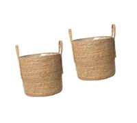 BESPORTBLE 2pièces Cache-pot Tressée Créatif Pour Plantes Intérieur Avec Film Intérieur Pour Éviter Les Fuites Pour Fleurs Naturelles Ou Artificielles Décoration Vintage Polyvalente