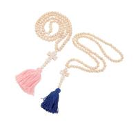 BESPORTBLE 2pièces Collier Bohème Perles De Bois Pour Femmes Pendentif Croix Et Pompon Bijou Pour Occasions