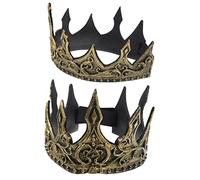 BESPORTBLE 2pièces Couronnes De Roi Mousse Pu Pour Cosplay Fête Halloween Avec Bande Adhésive Ajustable