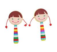 BESPORTBLE 2pièces Hochets Bois à Motifs Dessin Animé Hochets Musicaux pour Garçon Fille Lot à Main Couleur Aléatoire