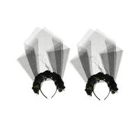BESPORTBLE 2pièces Lot de Serre-têtes Voile Noir pour Halloween avec Ornement de Fleurs Coiffe Confortable pour Fêtes et Mariages à Thème