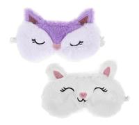 BESPORTBLE 2pièces Masque Yeux Sommeil Lapin Et Renard Peluche Doux Avec Sangle Ajustable Pour Filles Et Voyage