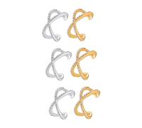 BESPORTBLE 3 ensembles Bague En Diamant Empilable Pour Deux Doigts Réglables Anneau En Perles Plaqué Or Double Alliage D'Argent 2 pièces * 3